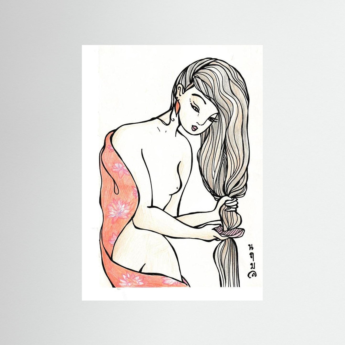 Woman With Wooden Comb