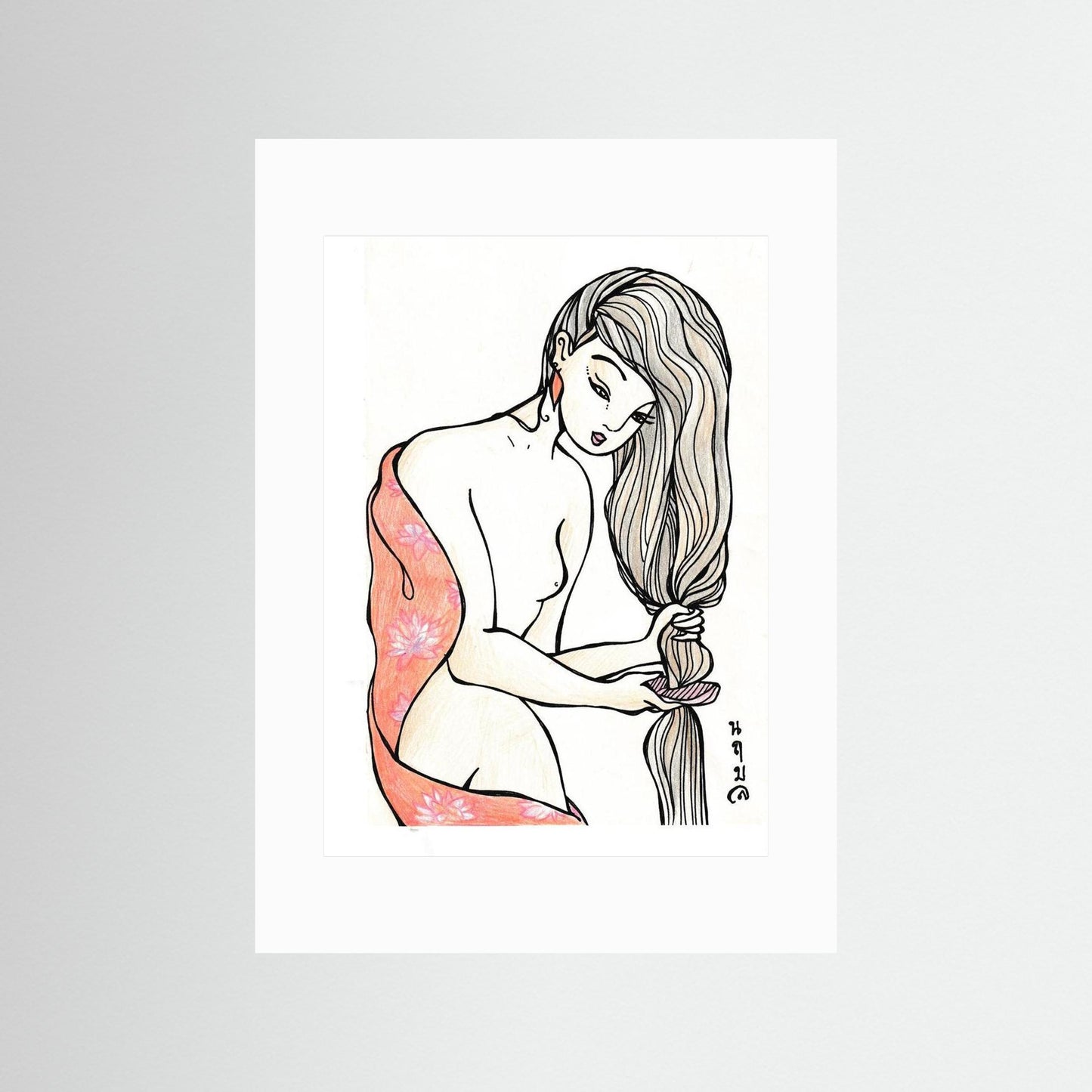 Woman With Wooden Comb