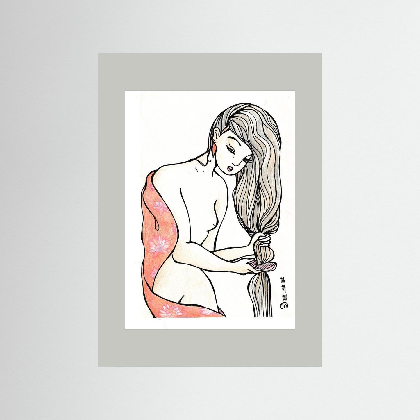 Woman With Wooden Comb
