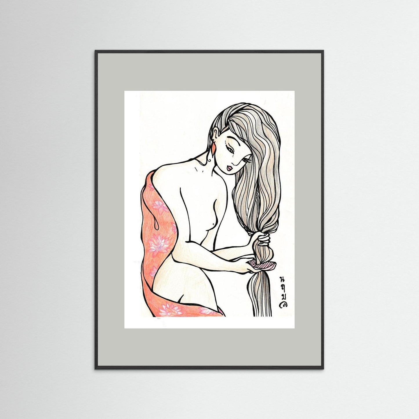Woman With Wooden Comb