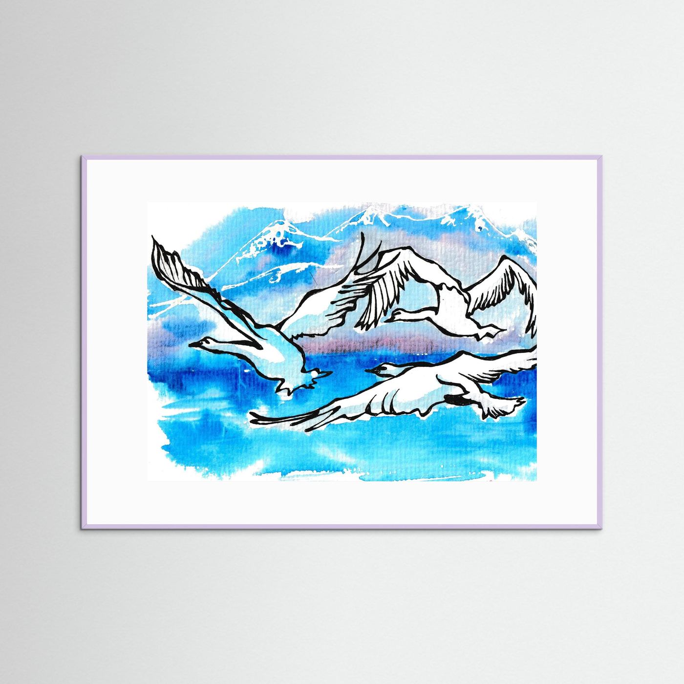 Lake Como Swans Soaring Paper Print
