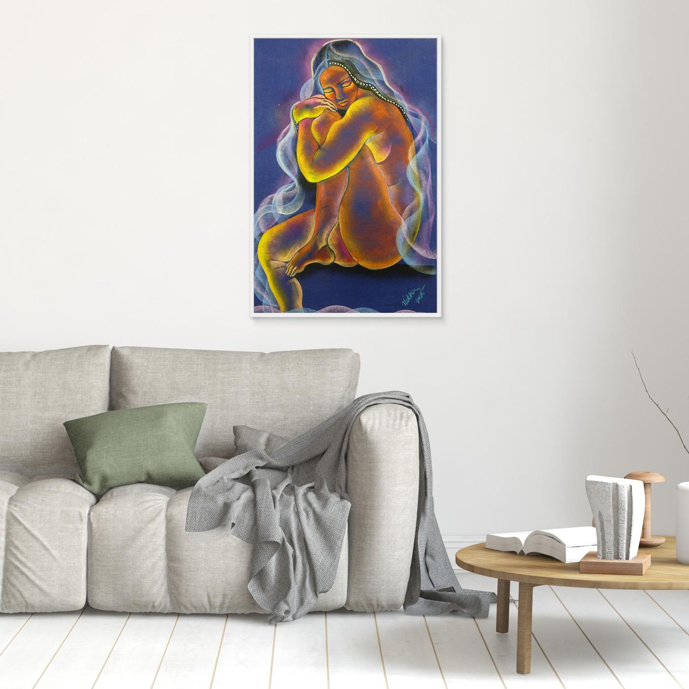 "Permission to be Born," Oil Pastels on Velvet by Nikki Martinez