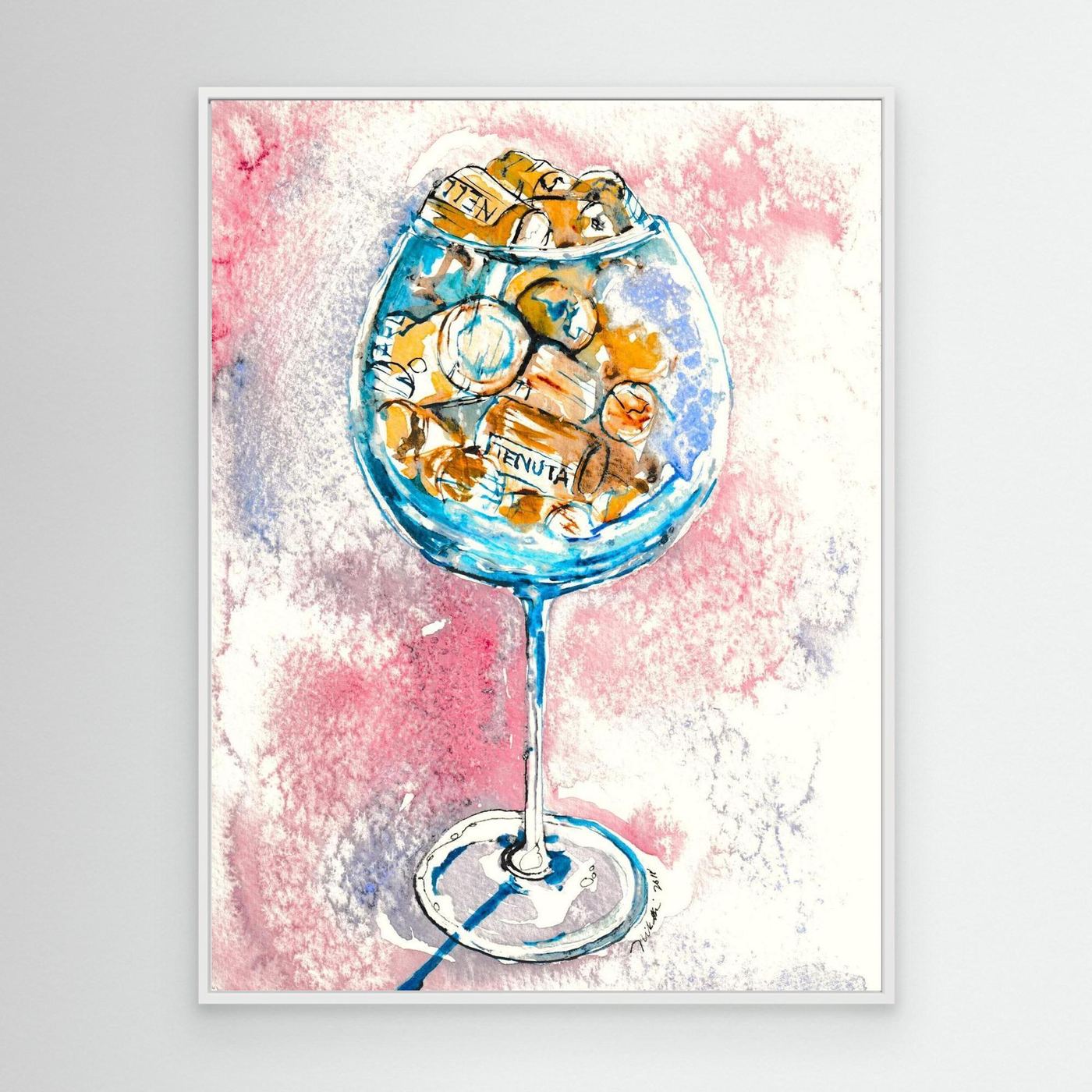 Aquarium Wine Glass with Corks Canvas