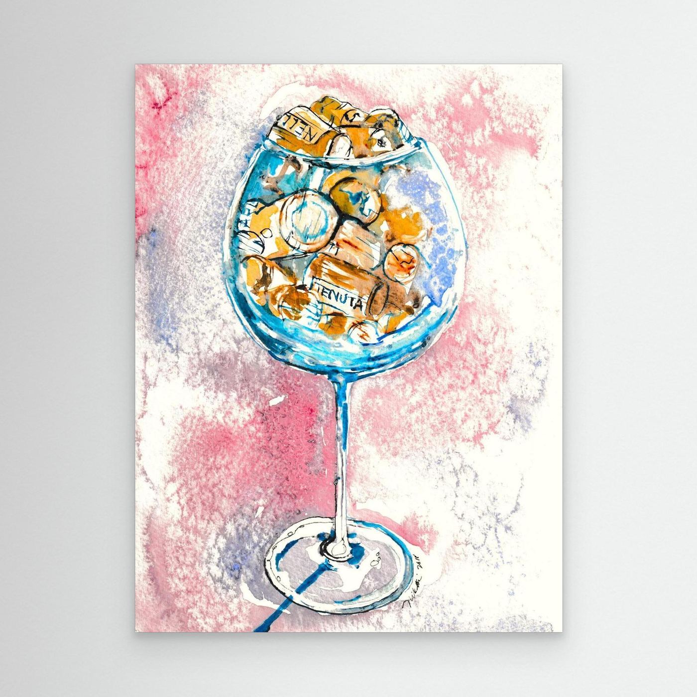 Aquarium Wine Glass with Corks Canvas