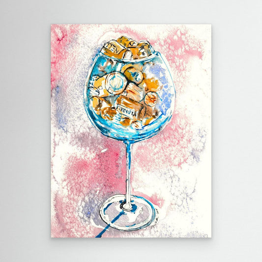 Aquarium Wine Glass with Corks Canvas