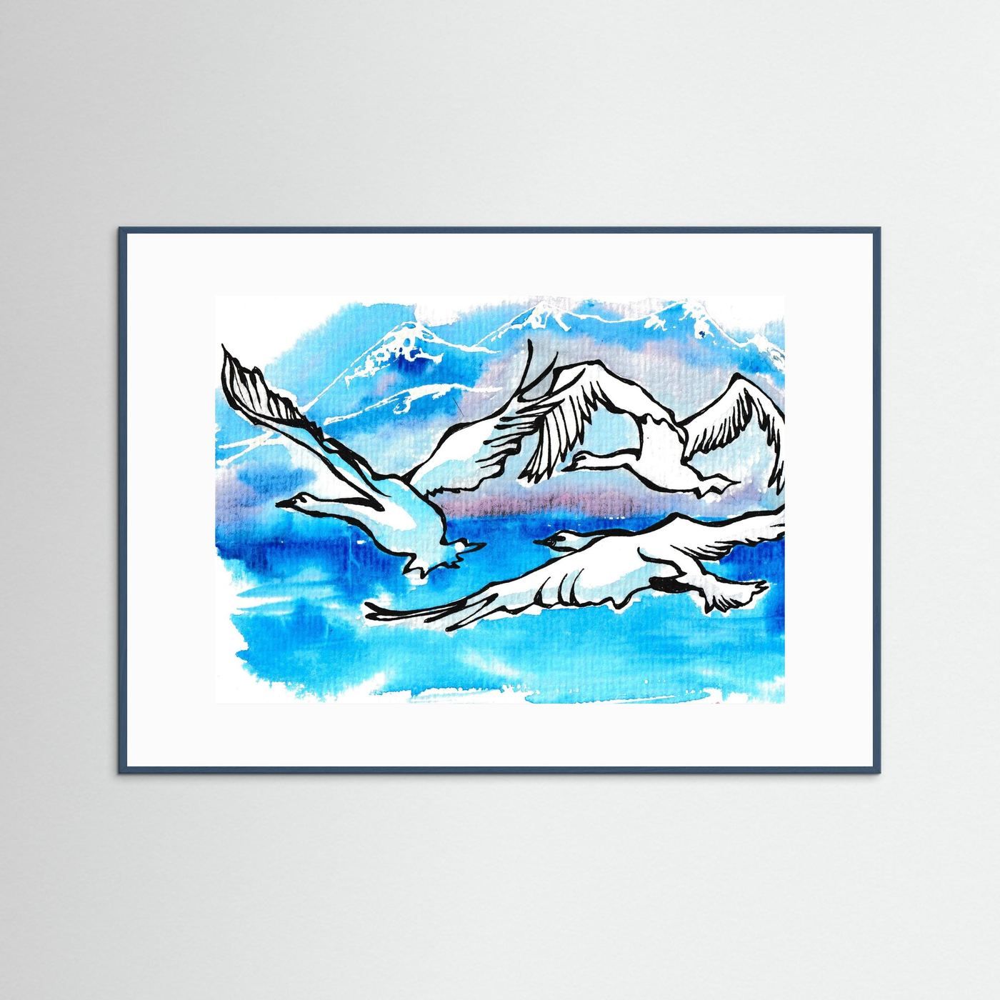 Lake Como Swans Soaring Paper Print