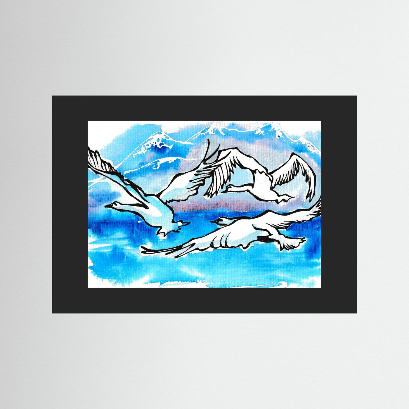 Lake Como Swans Soaring Paper Print