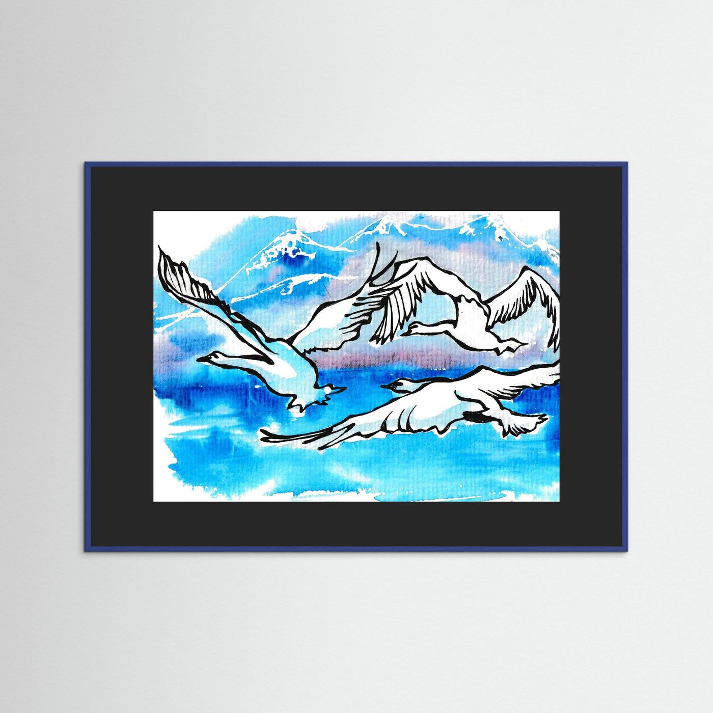 Lake Como Swans Soaring Paper Print