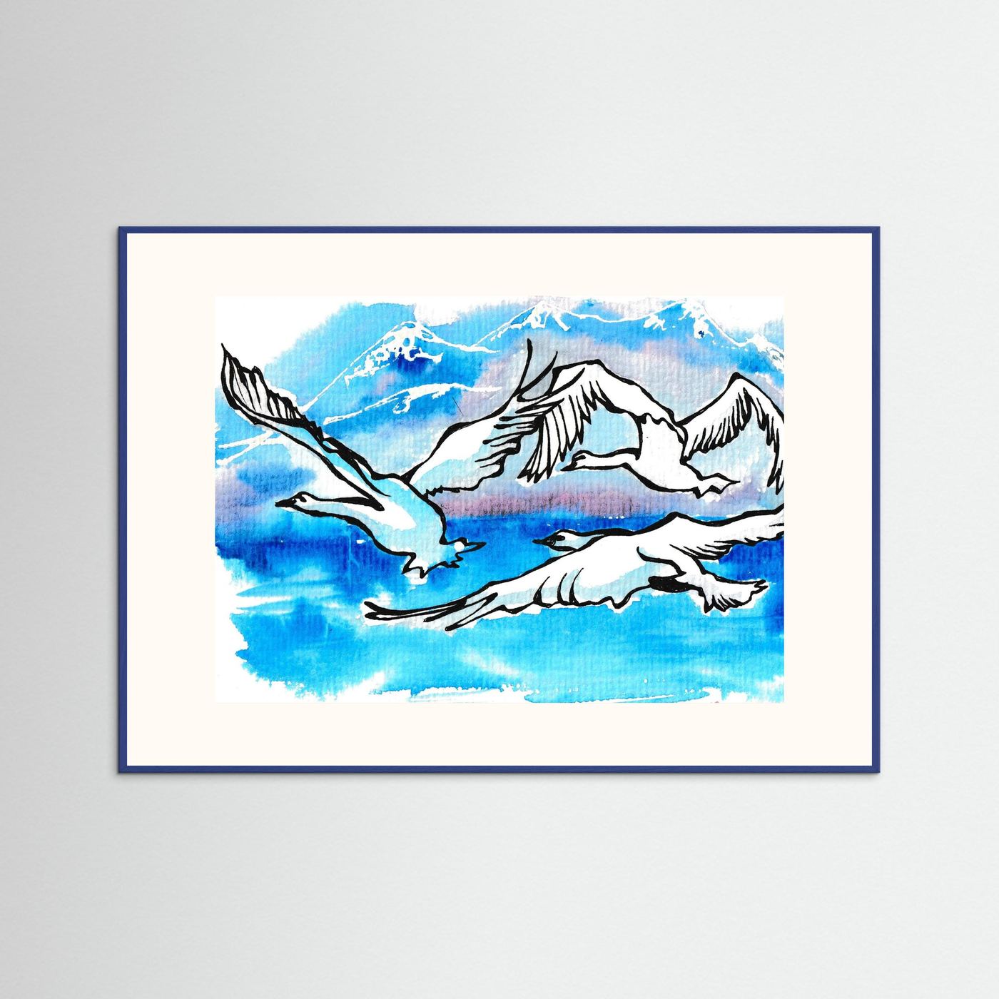 Lake Como Swans Soaring Paper Print