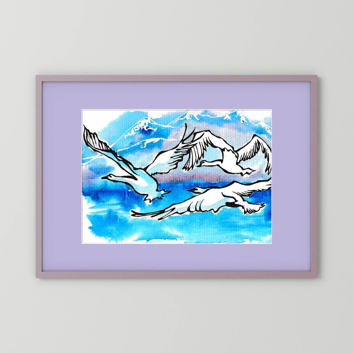 Lake Como Swans Soaring Paper Print