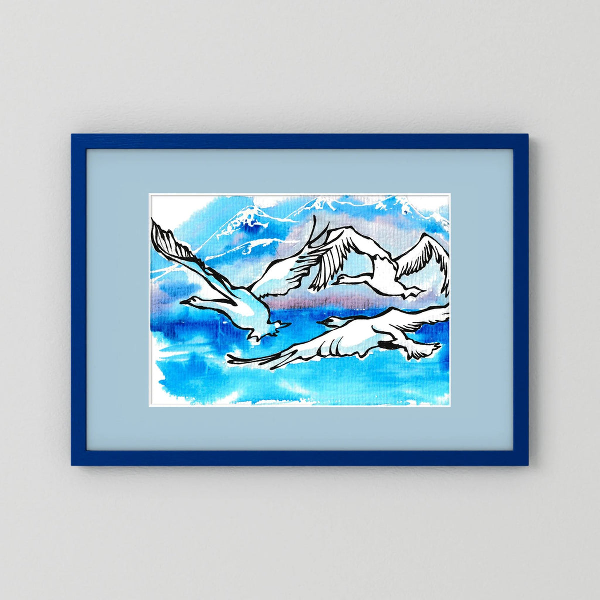 Lake Como Swans Soaring Paper Print