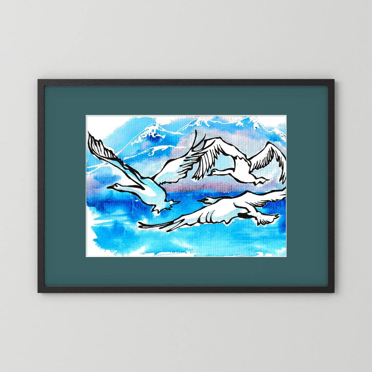 Lake Como Swans Soaring Paper Print