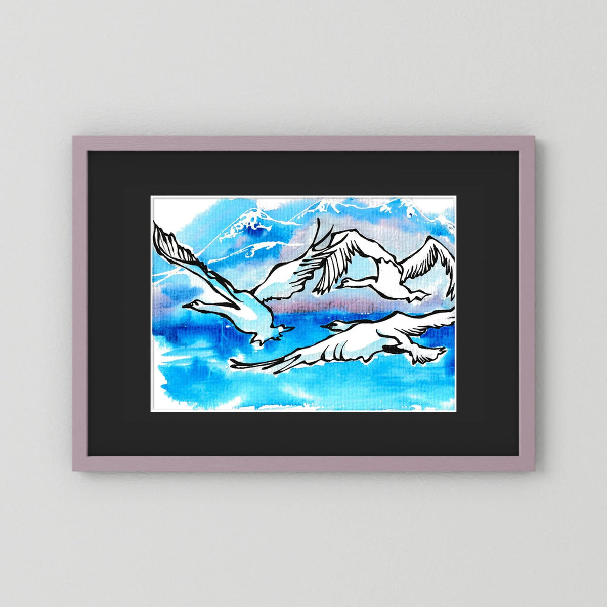 Lake Como Swans Soaring Paper Print