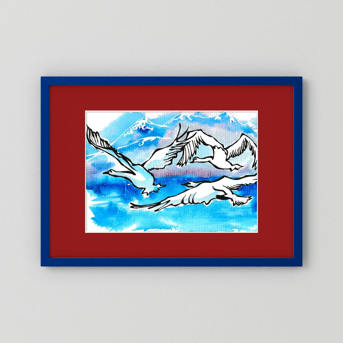 Lake Como Swans Soaring Paper Print