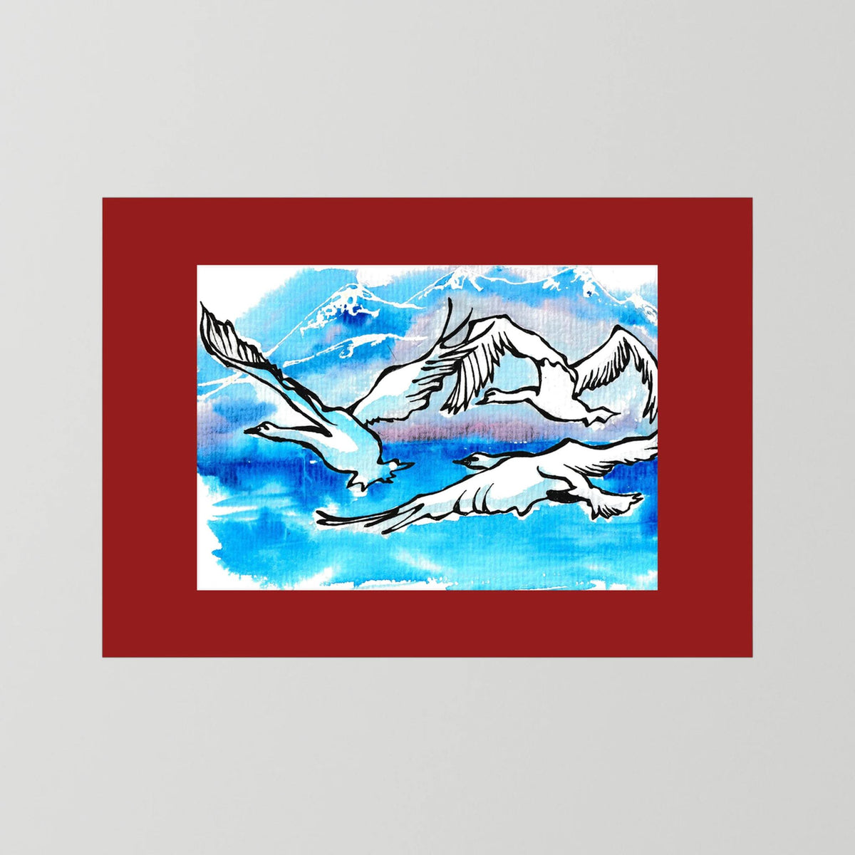 Lake Como Swans Soaring Paper Print