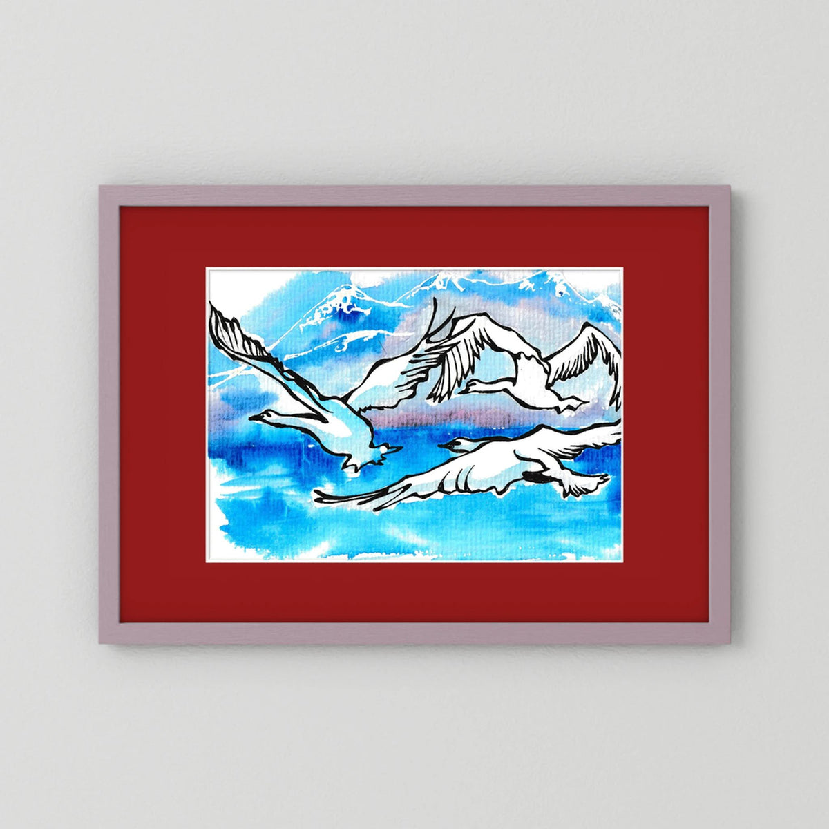 Lake Como Swans Soaring Paper Print