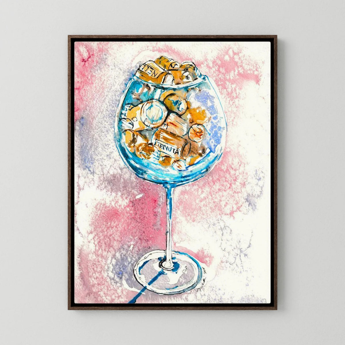 Aquarium Wine Glass with Corks Canvas