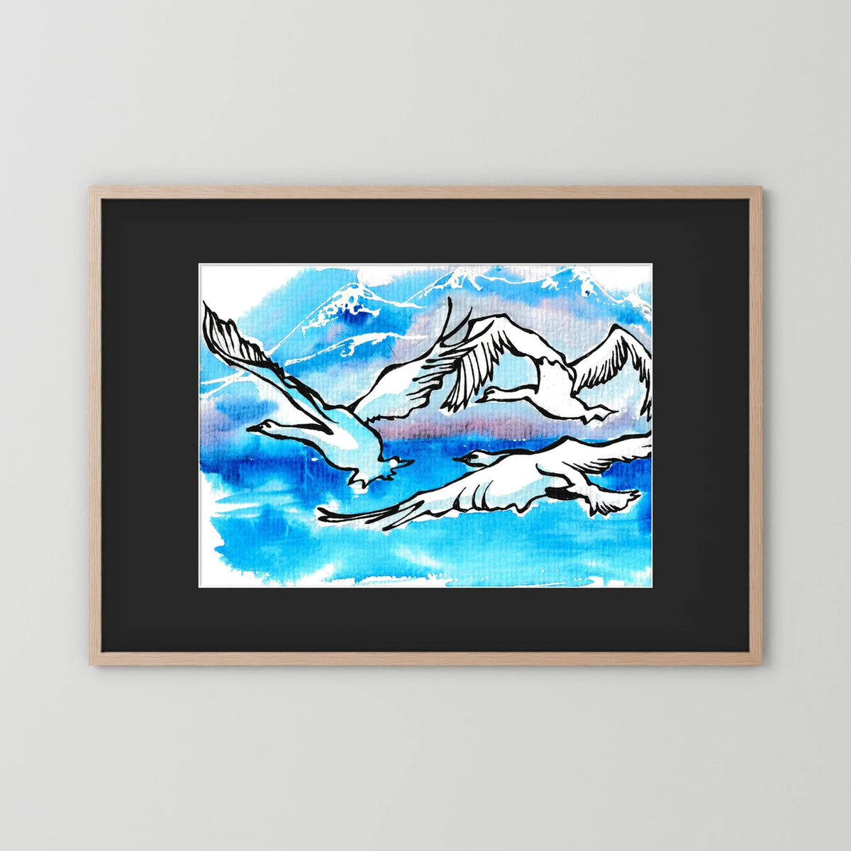 Lake Como Swans Soaring Paper Print