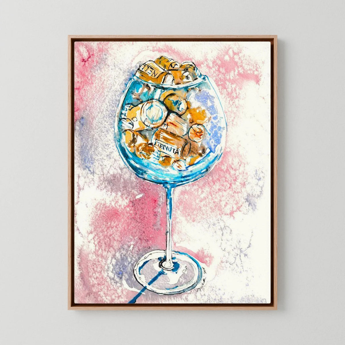 Aquarium Wine Glass with Corks Canvas