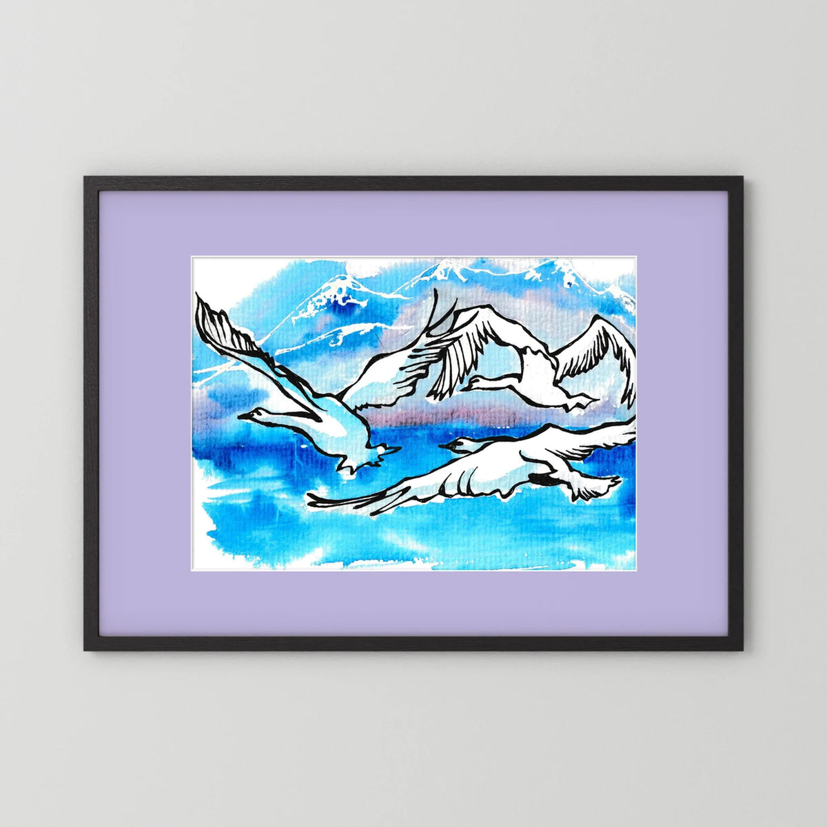 Lake Como Swans Soaring Paper Print
