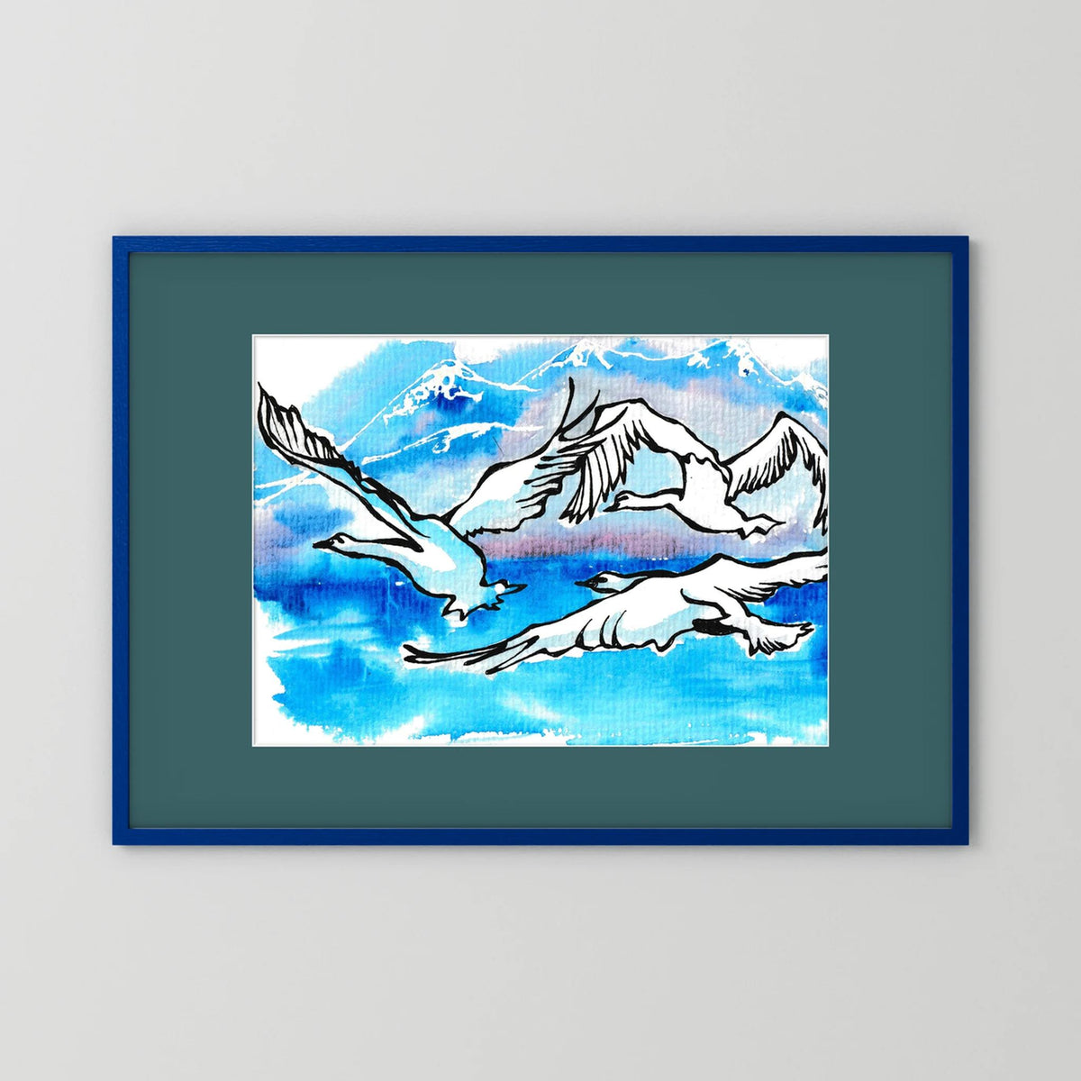 Lake Como Swans Soaring Paper Print