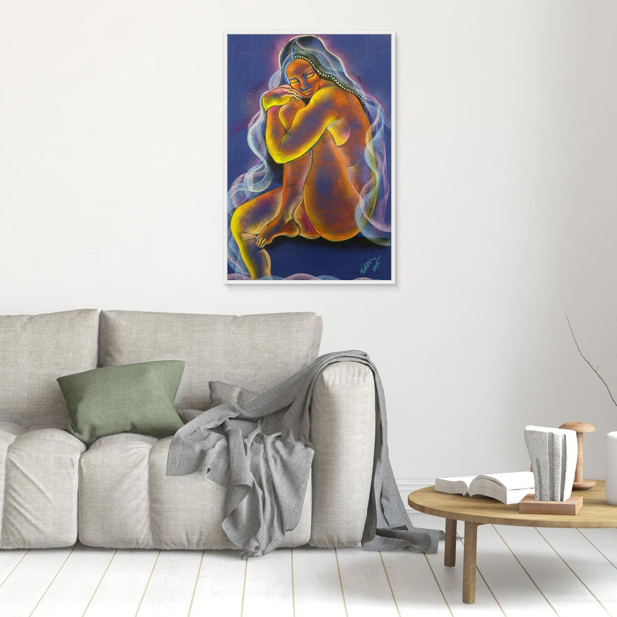 "Permission to be Born," Oil Pastels on Velvet by Nikki Martinez