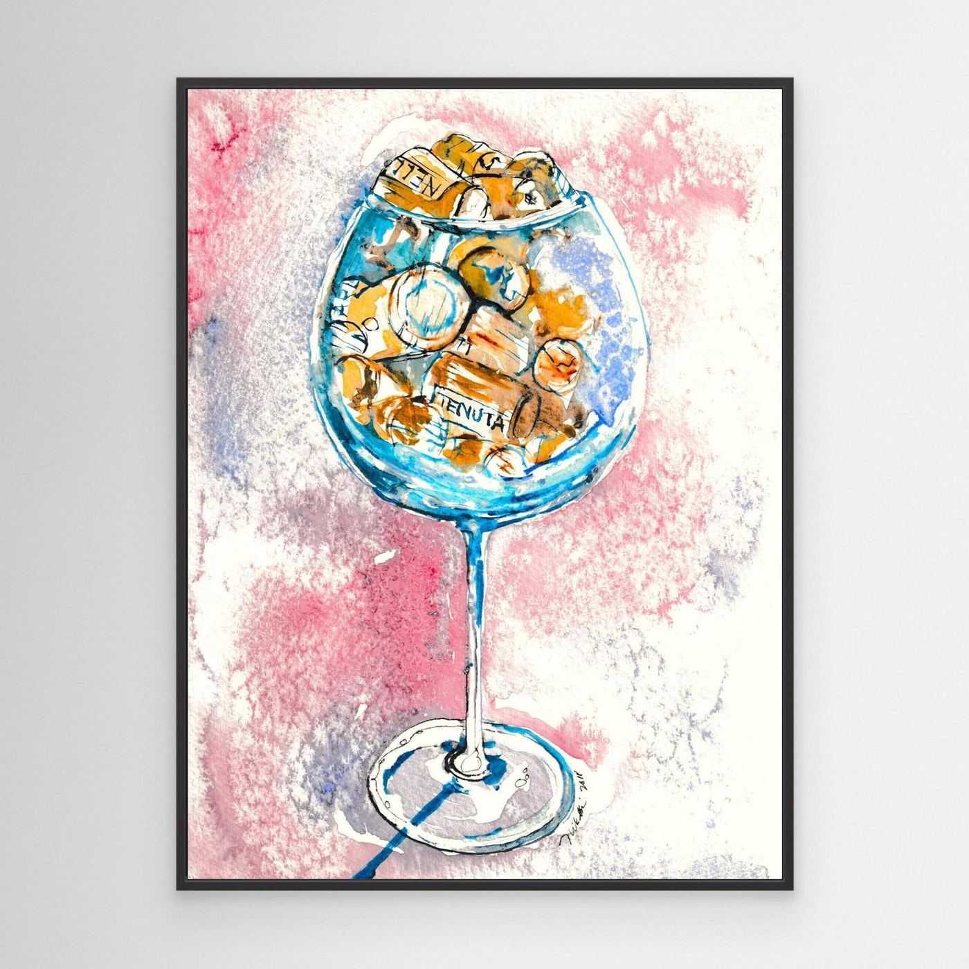 Aquarium Wine Glass with Corks Canvas